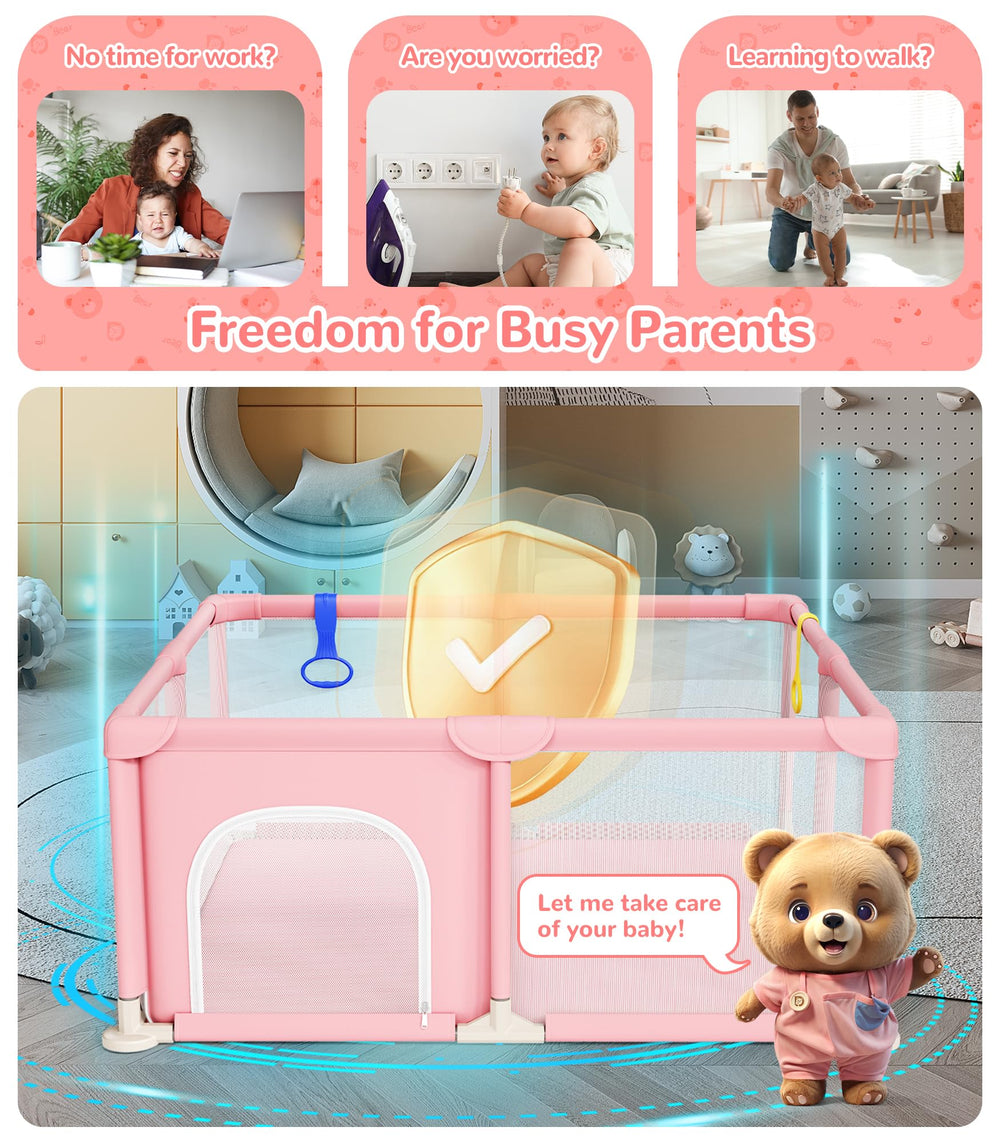Dripex anti-slip cups stabilize the playpen on floors during use.
