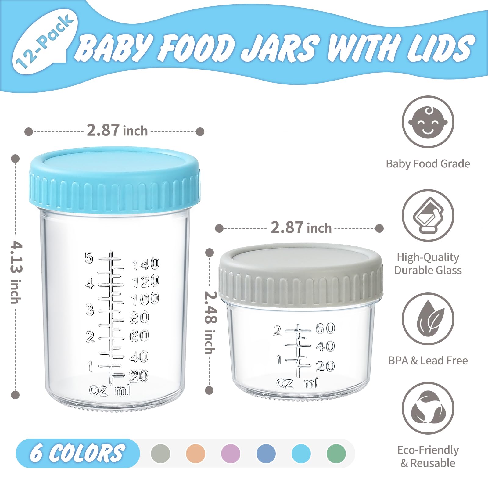 DRKIO colorful lids with silicone rings provide leak-proof storage.