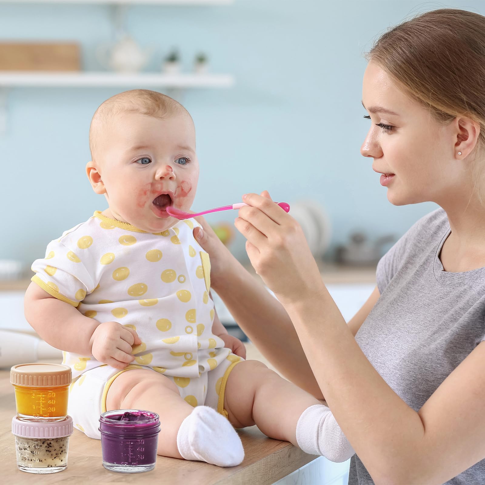 DRKIO BPA-free lids ensure safe, reusable baby food storage.