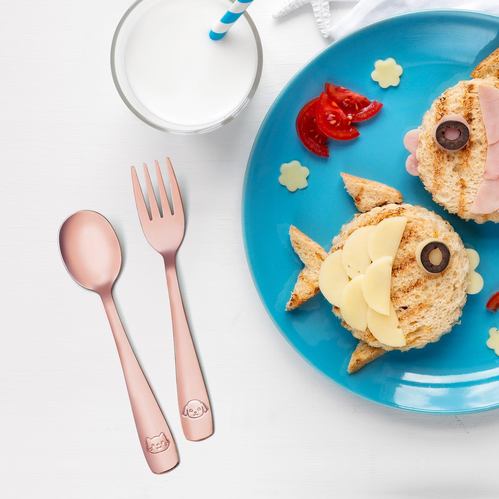 DRKIO gift-packaged toddler utensils suitable for baby showers or birthdays.