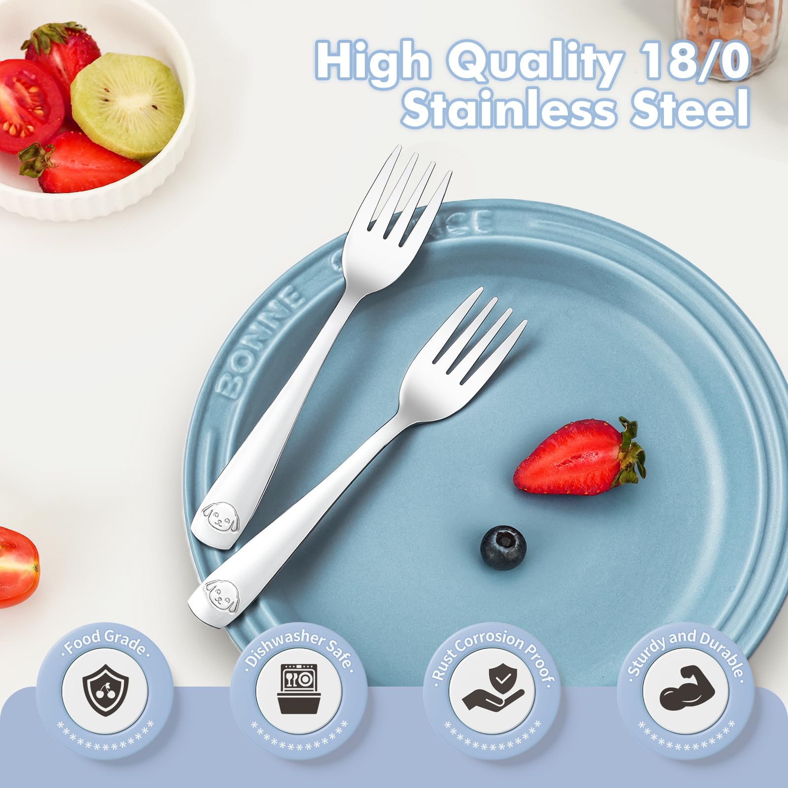 DRKIO mirror-polished finish with animal motifs makes mealtime fun