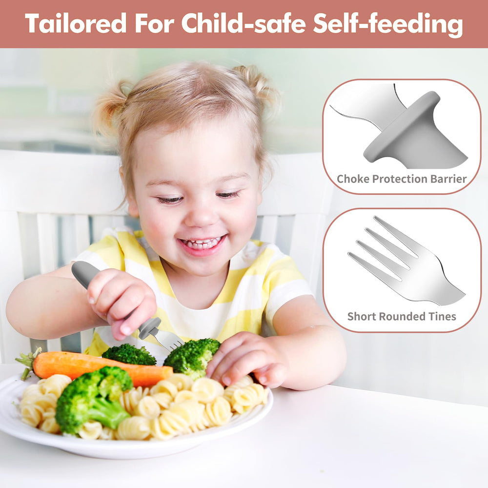 DRKIO toddler forks 18/8 stainless steel ensures durable, food-grade utensils for kids