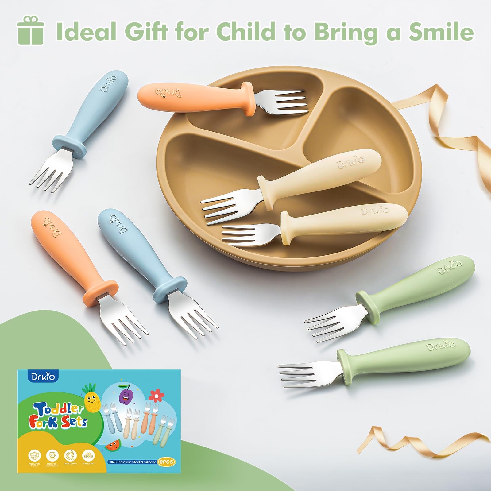 DRKIO 18/8 stainless steel with silicone is durable and food-grade.