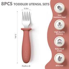 DRKIO toddler forks anti-choke design keeps feeding safer during practice