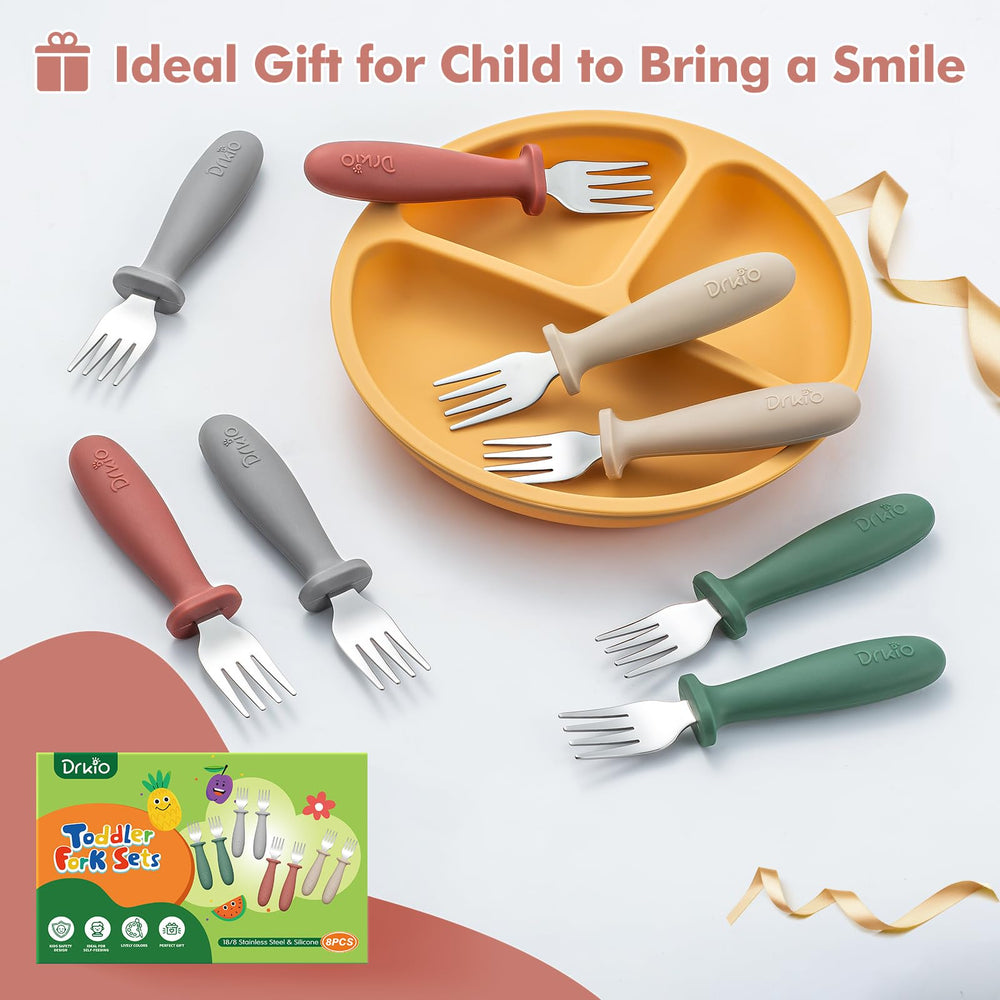 DRKIO toddler forks dishwasher-safe utensils for easy cleanup after meals