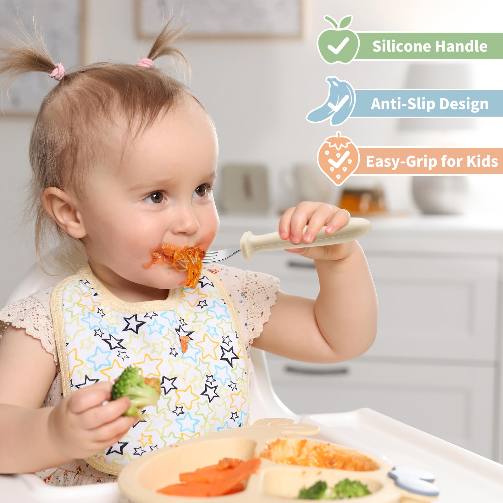 DRKIO ergonomic size fits tiny mouths and hands for comfortable feeding.