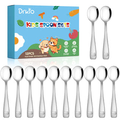 DRKIO toddler spoons with embossed animal motifs for fun mealtimes