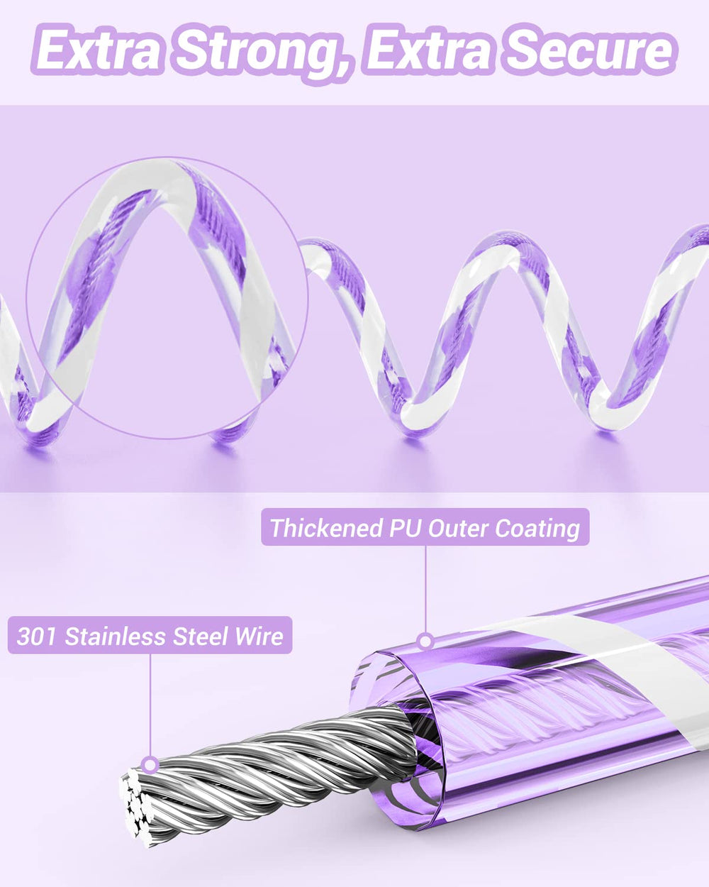 Dr.meter extended length 8.2ft close-up demonstrates freedom to roam with two cuffs.