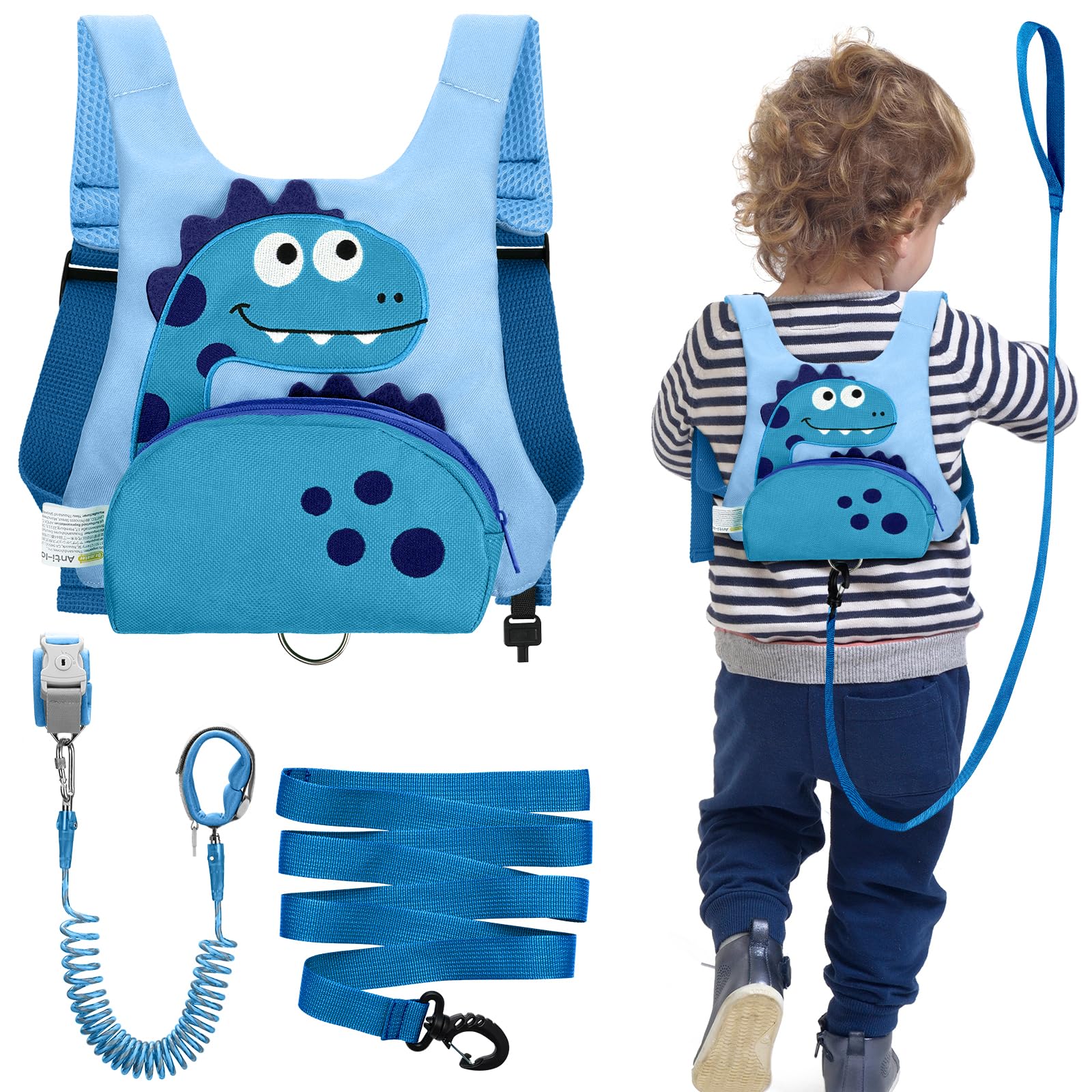 Dr.meter dinosaur harness used as a backpack for hands-free adventures.