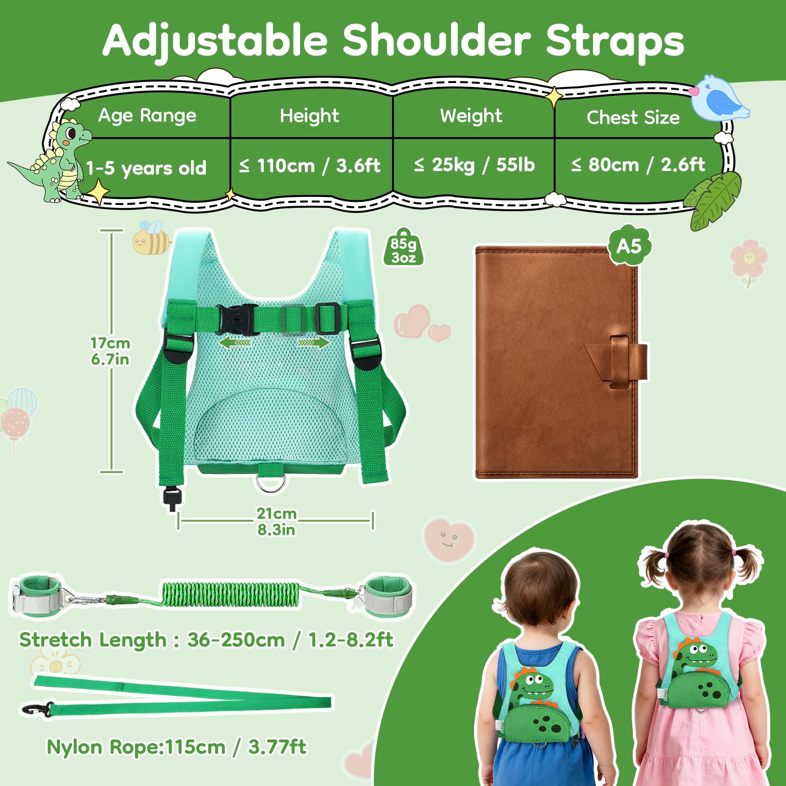 Dr.meter extended 8.2-foot leash offers extra roaming space.