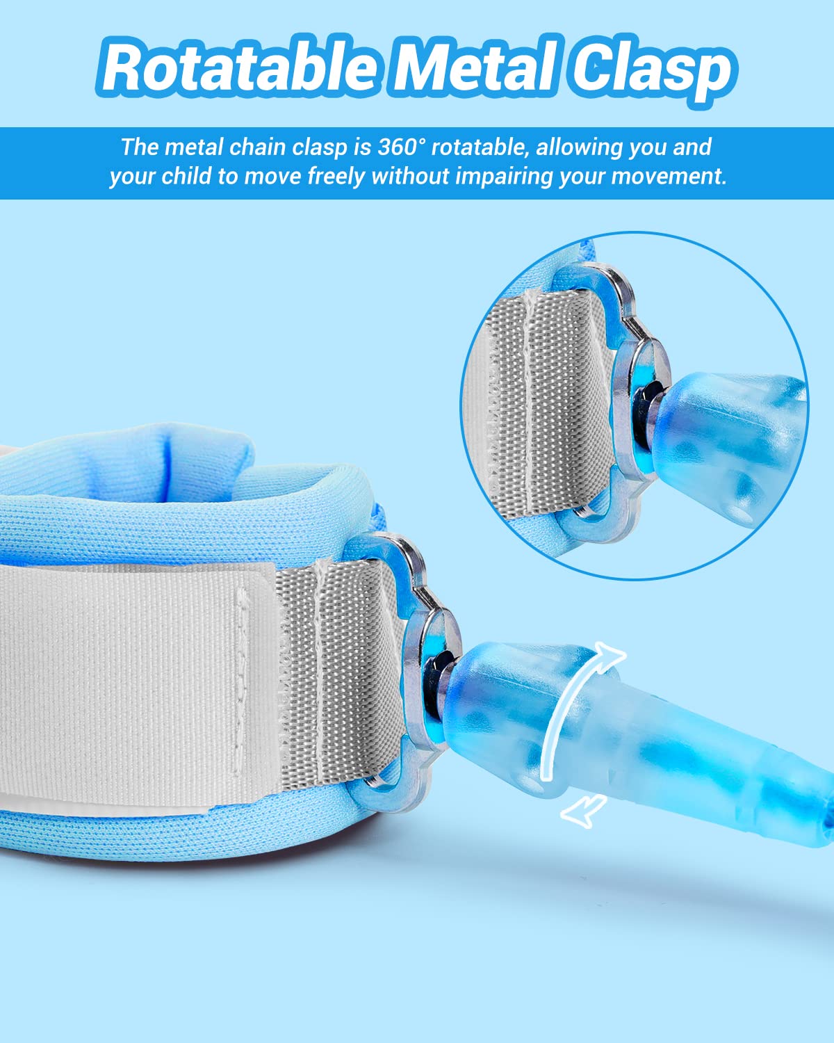 Dr.meter Kids Leash blue in use at a crowded mall.