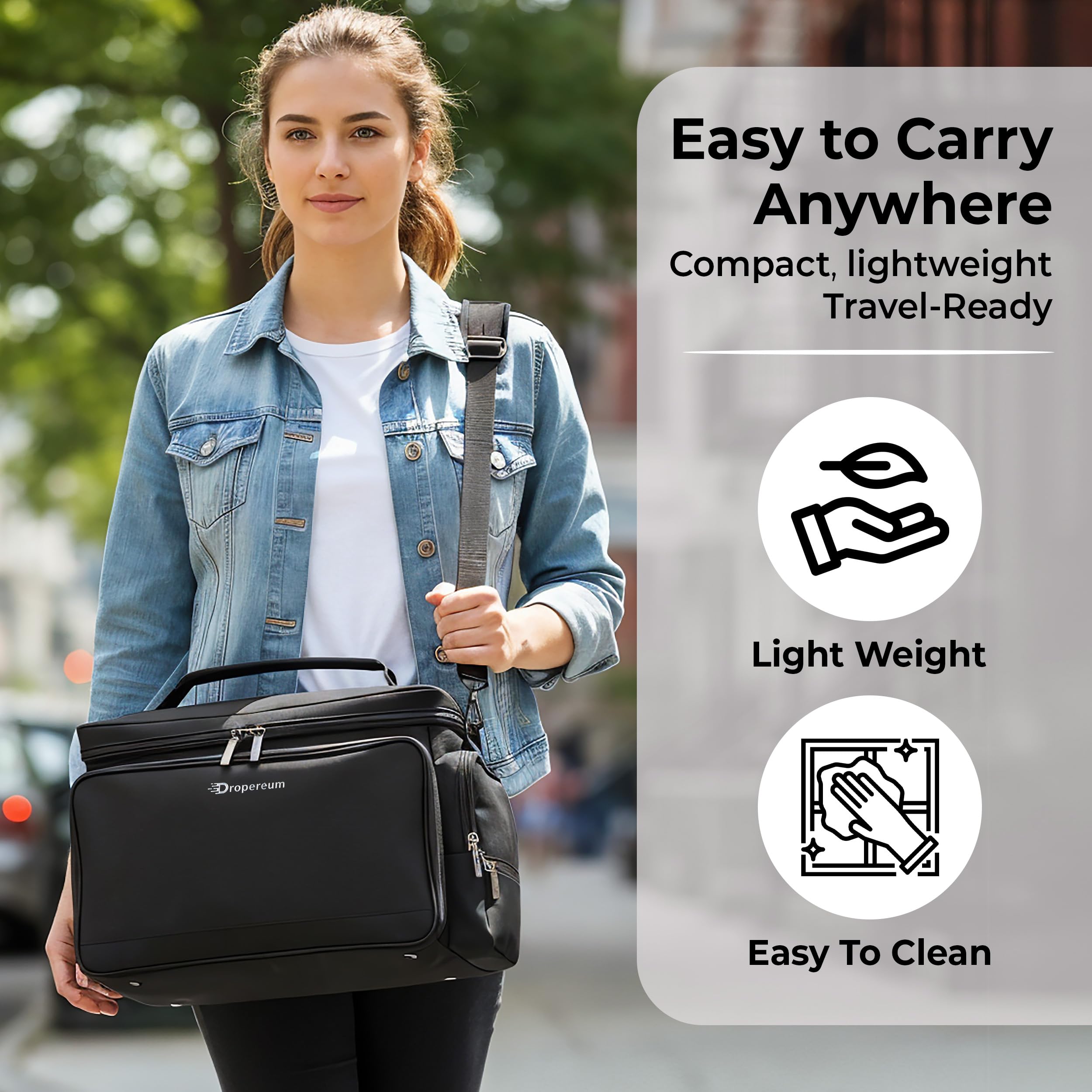 Dropereum milk pack compartment keeps bottles and milk bags neatly organized on travel.