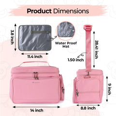 Dropereum pink breast pump bag highlights waterproof mat and insulation