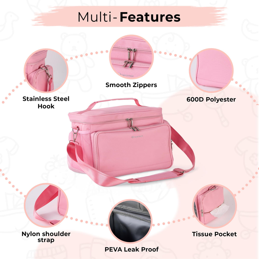 Dropereum pump bag multi-pocket layout keeps pumps and snacks organized