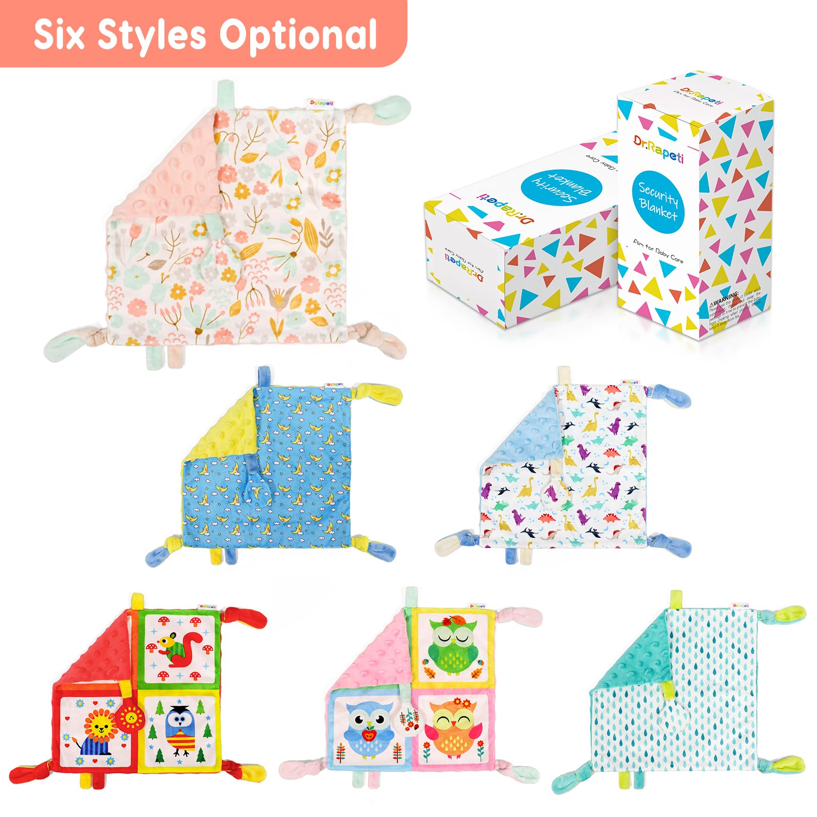 Dr.Rapeti Tag Security Blanket washable care-close image demonstrates easy cleaning and long-lasting softness.