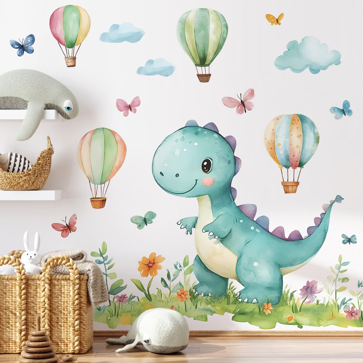 DRWSSR dinosaur wall decal 2 sheets adds playful kids' room wall art.