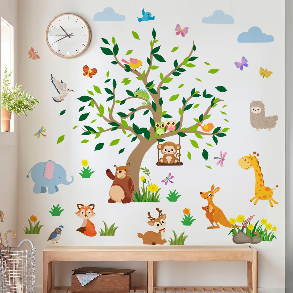 DRWSSR removable jungle animal wall decal bear design for playful nursery décor and easy repositioning.