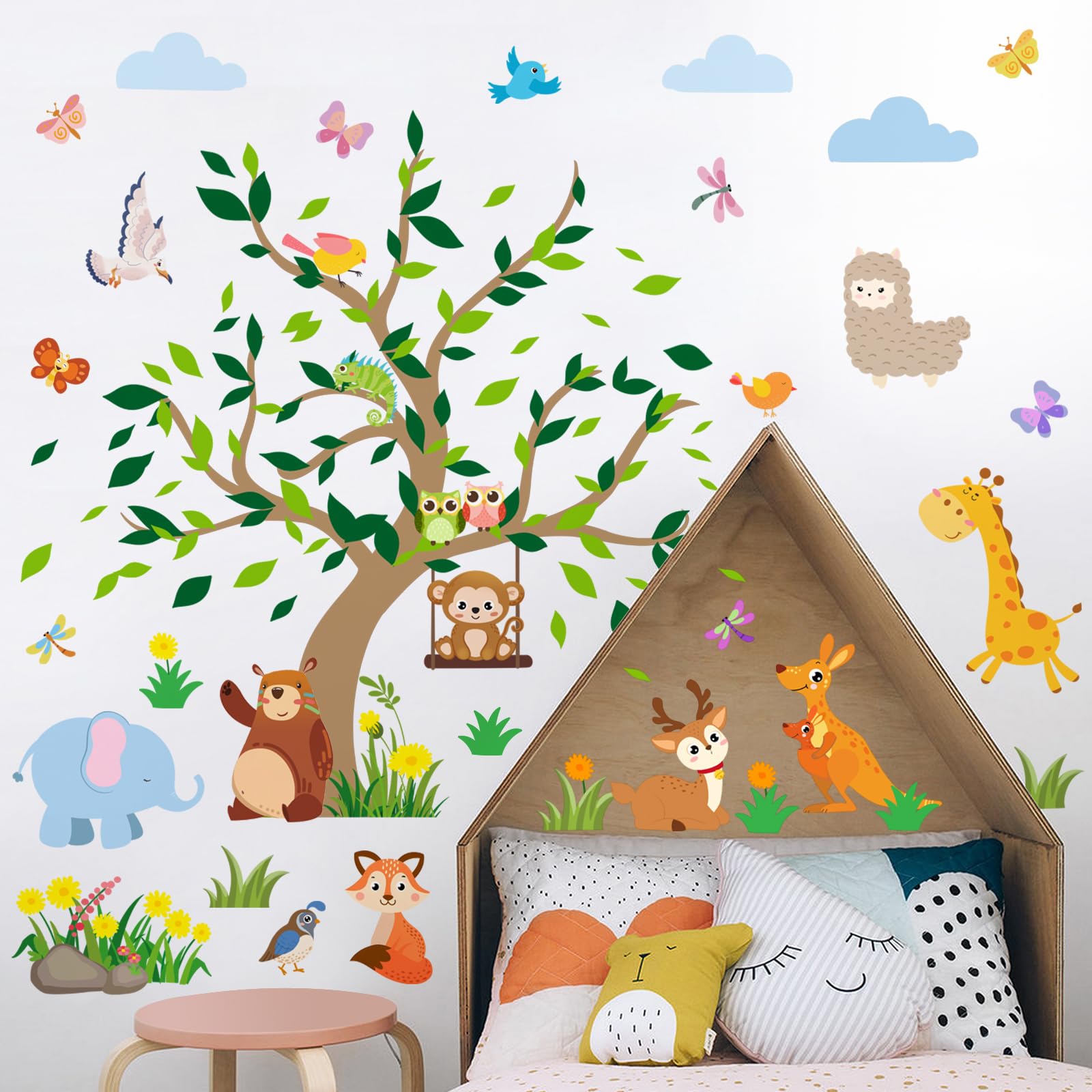 DRWSSR kangaroo wall decal supports kid-friendly decor and smooth removal.