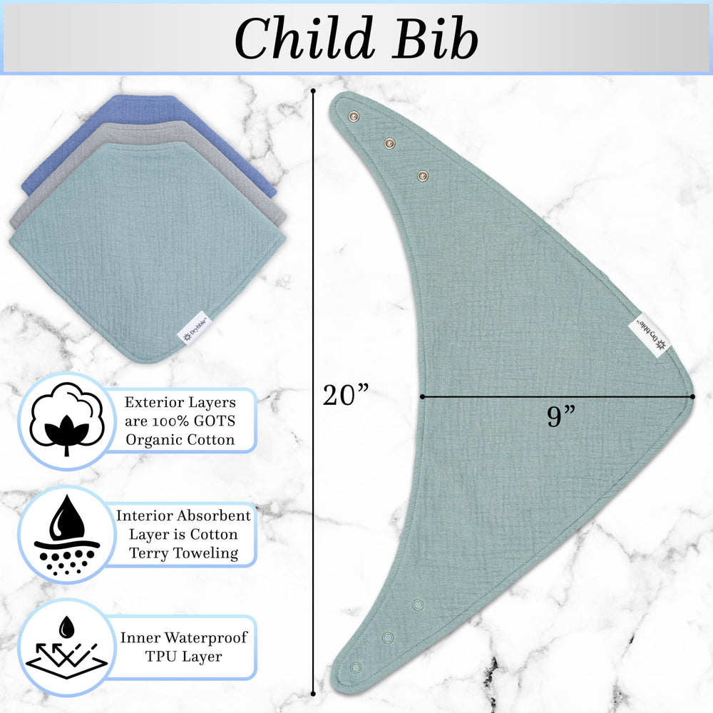 Drybble bandana bib stain-prevention closeup illustrates easier cleanup after spills.