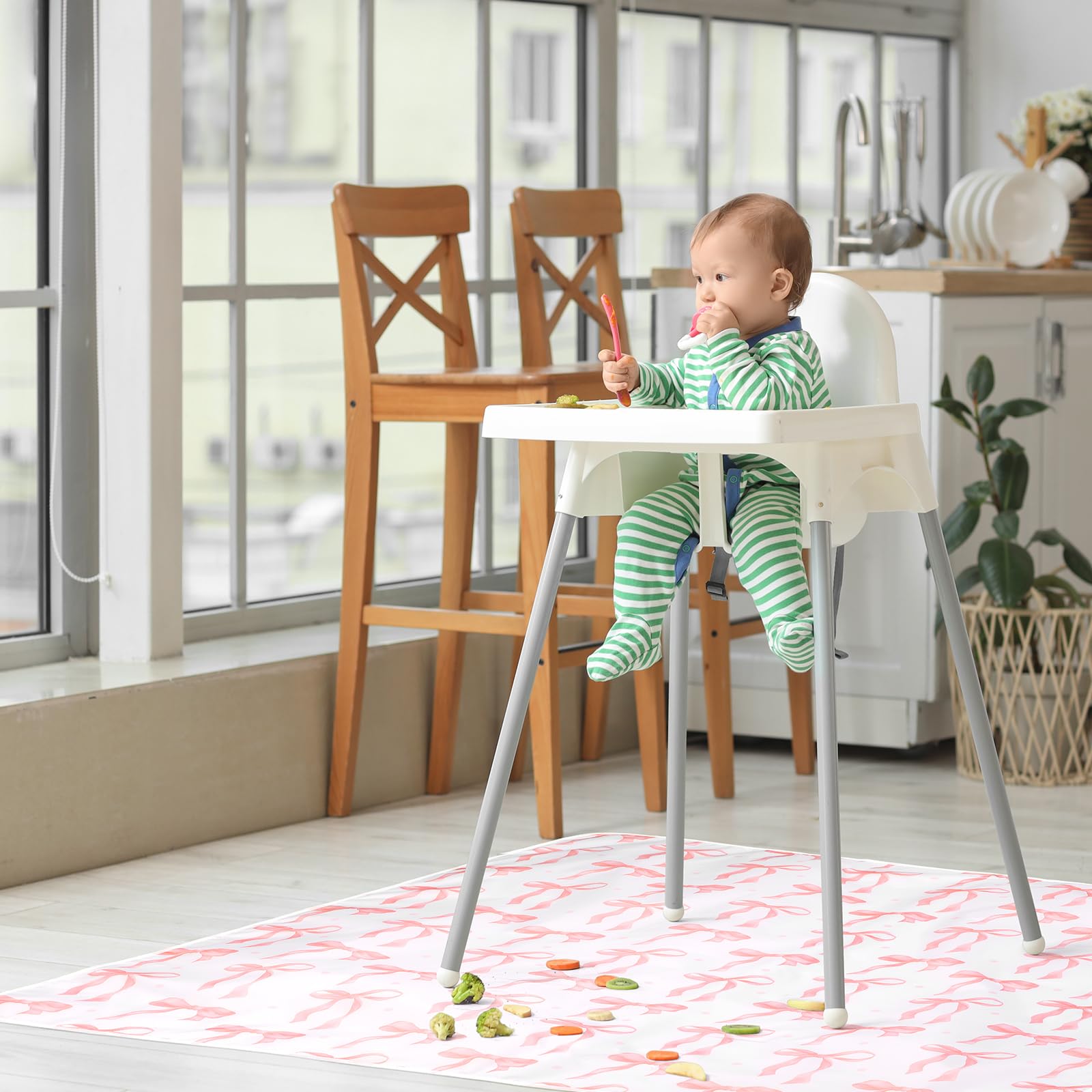 Drydiet Baby Splat Mat pink bow multi-use play mat for messes.