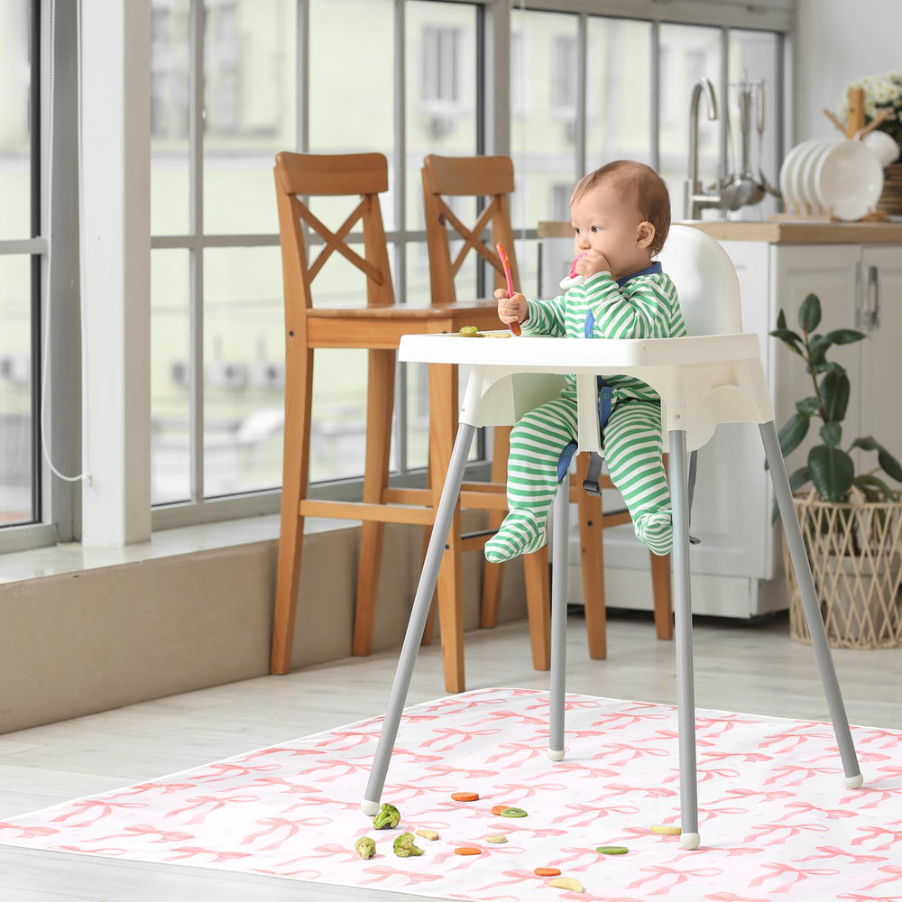 Drydiet Baby Splat Mat pink bow multi-use play mat for messes.