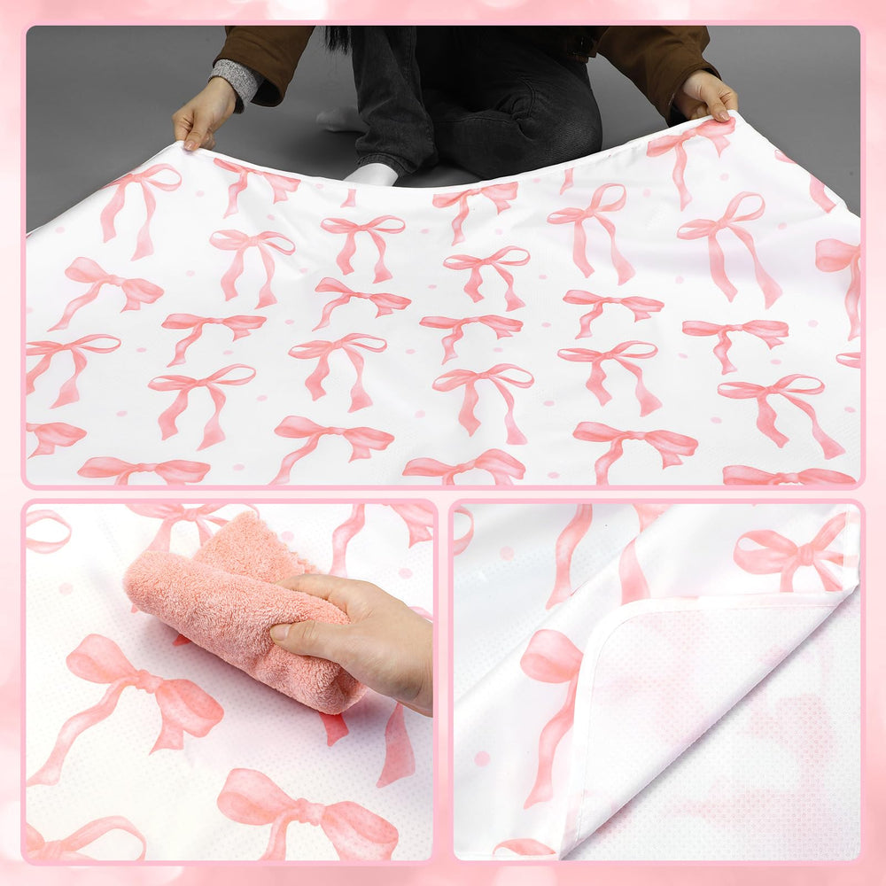 Drydiet Baby Splat Mat pink bow wipe-clean surface for quick hygiene.