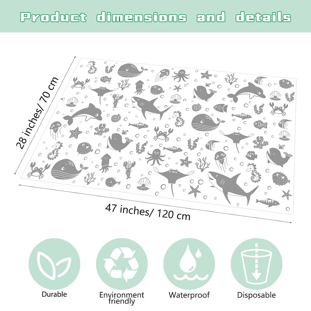 Drydiet sea animals splat mat showing large coverage under a chair