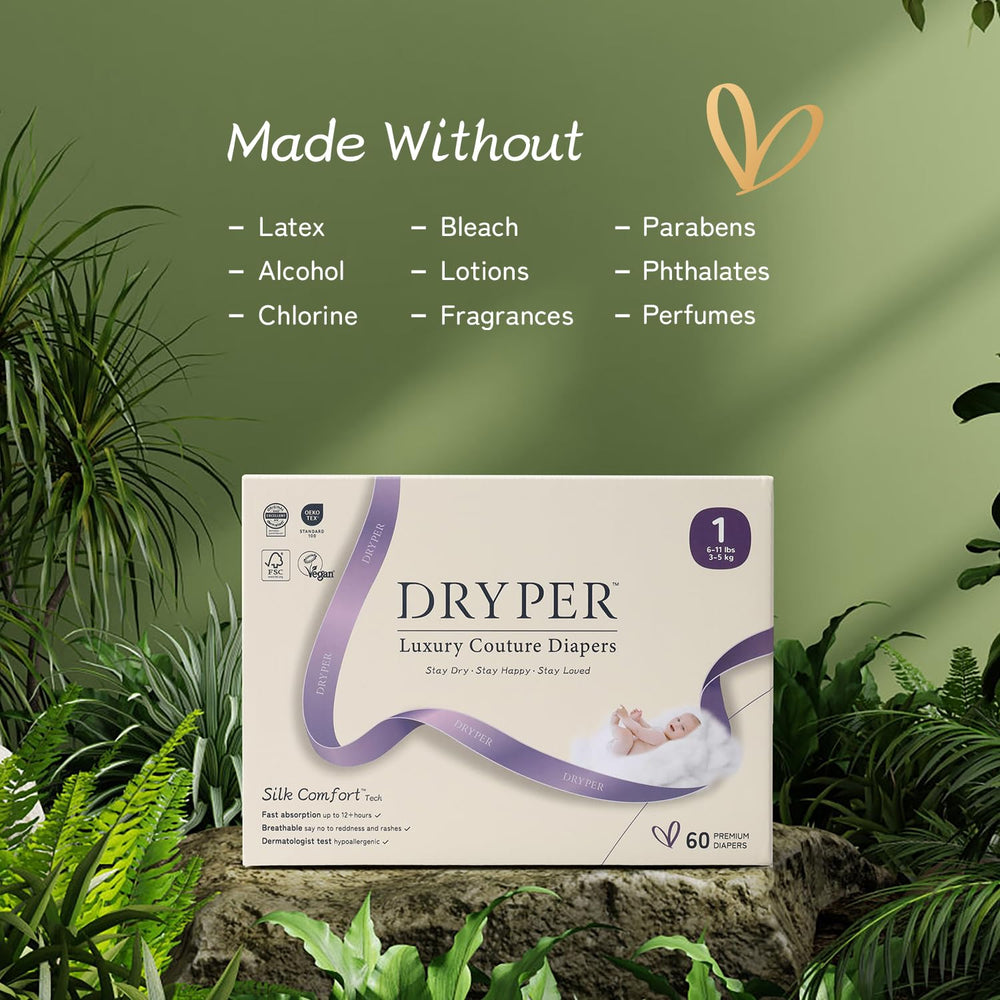 DRYPER 3D leak guard close-up demonstrates secure fit for active babies.