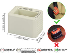 DS Distinctive Style seat belt holder beige in use demonstrates easy self-buckling for kids.