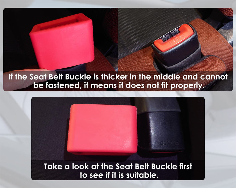 DS Distinctive Style blue seat belt holder mounted in a car seat setup.