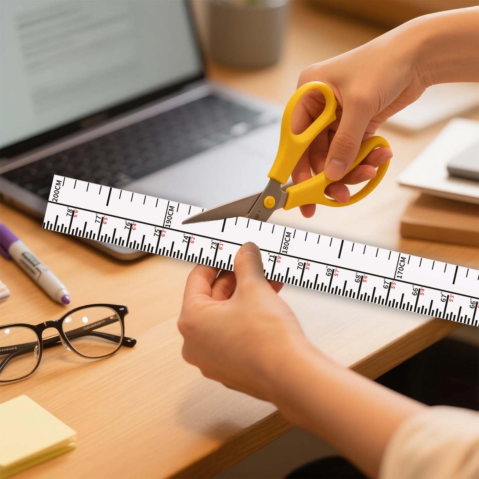DSCMLIS height indicator tape adhesive back enables easy wall application