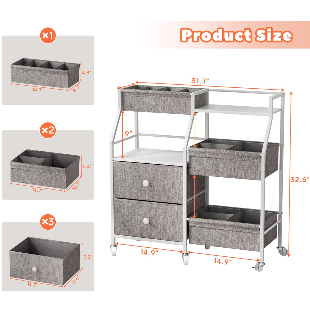 DTK Baby Diaper Caddy Cart dividers and fabric drawers organized for quick diaper changes