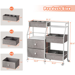 DTK Baby Diaper Caddy Cart dividers and fabric drawers organized for quick diaper changes
