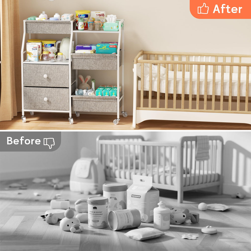 DTK Baby Diaper Caddy Cart rollable design suited for multi-room use