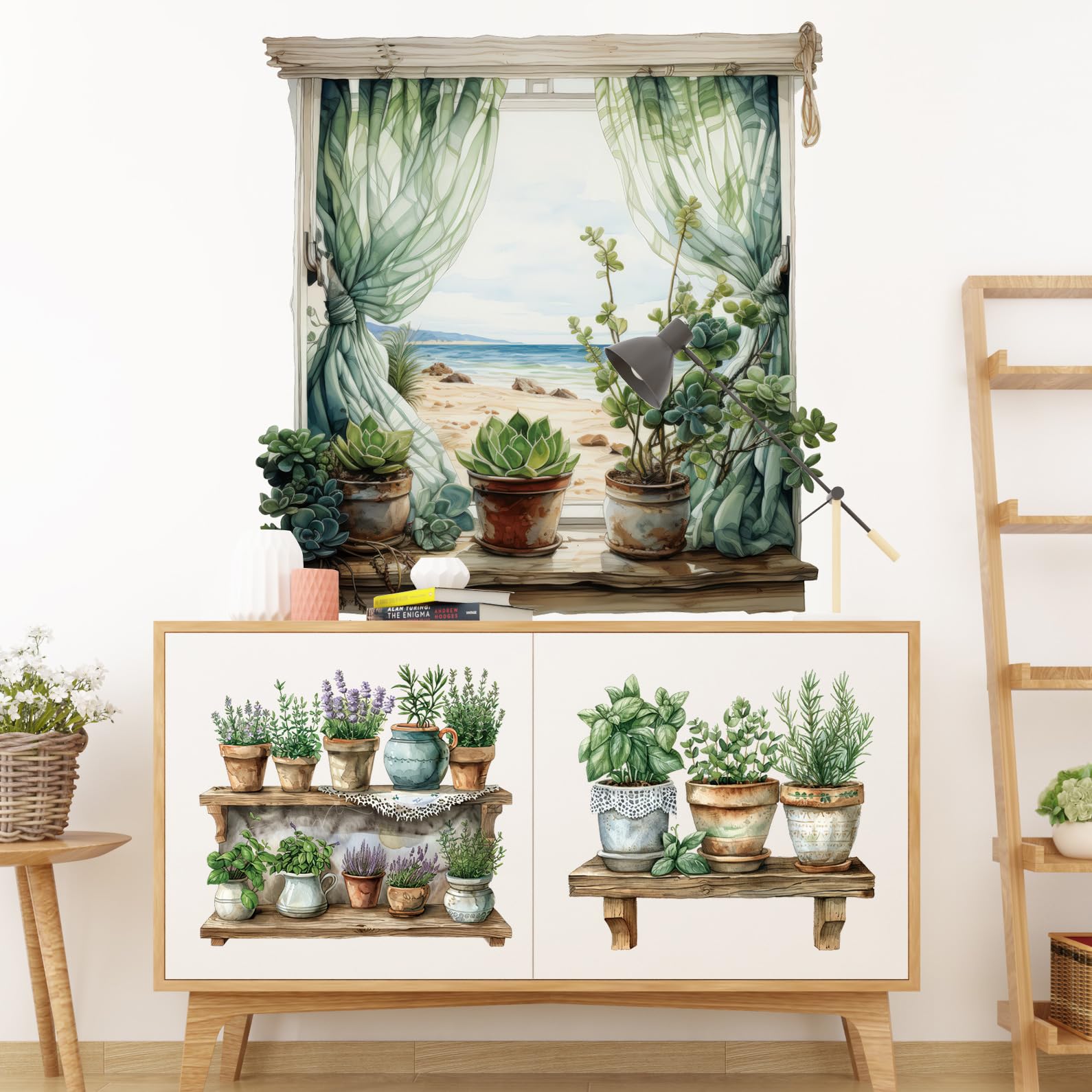 DTLIFEK kitchen-friendly greenery decal provides easy wall refreshing.