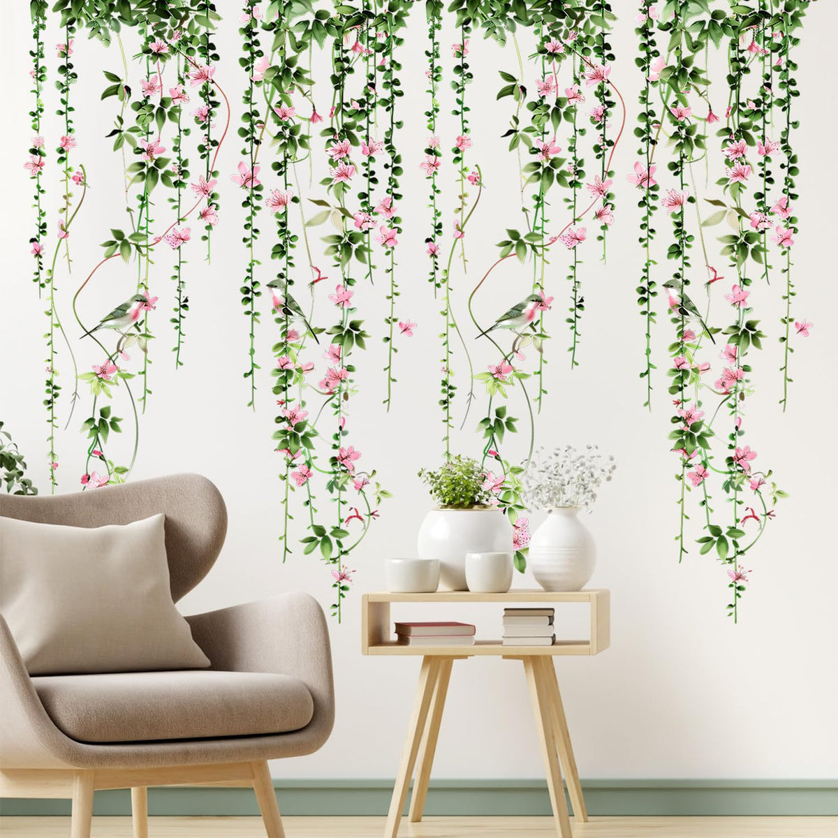 DTLIFEK 4-sheets hanging vines wall decals packaging for easy home refresh.