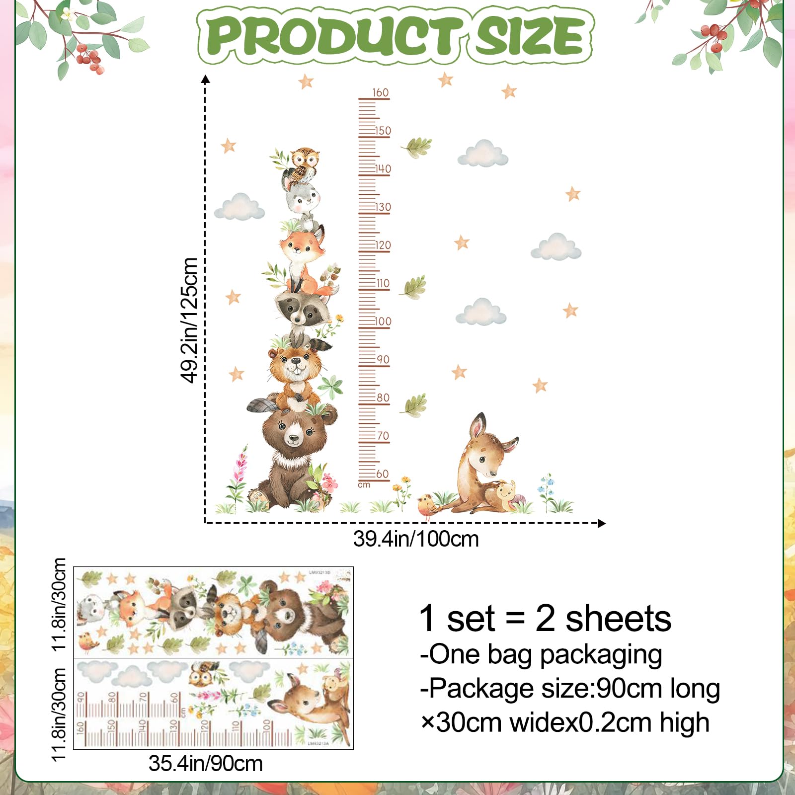 DTLIFEK cartoon animals height chart with watercolor styling adds growth-tracking charm.