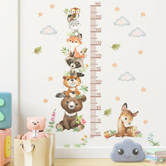DTLIFEK height chart wall sticker with giraffe and elephant in pastel for playful nursery decor.