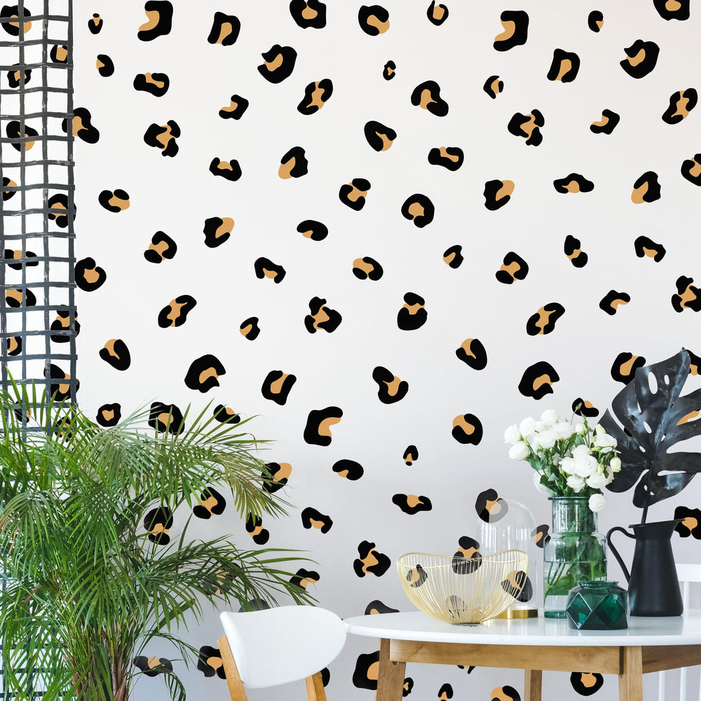 DTLIFEK leopard-pattern decals pack for DIY home decor on various surfaces.