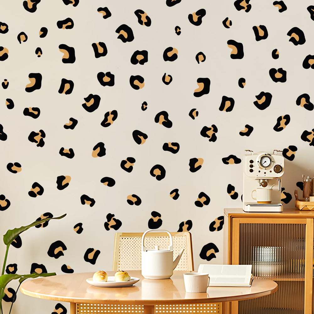 DTLIFEK leopard wall decal kit closeup adds bold playful style to kids' rooms.