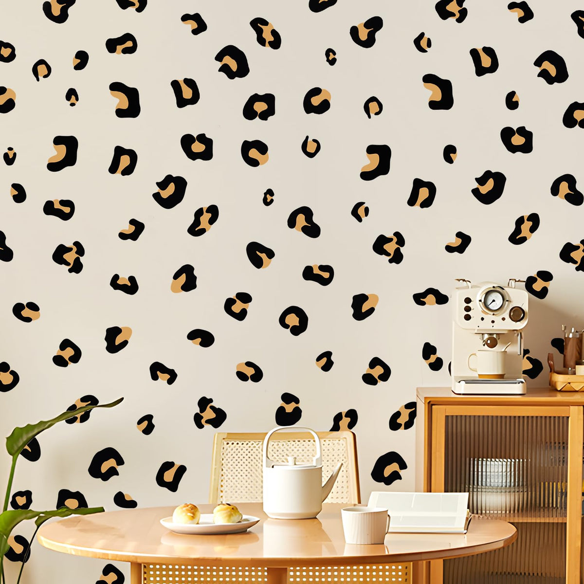 DTLIFEK leopard wall decal kit closeup adds bold playful style to kids' rooms.