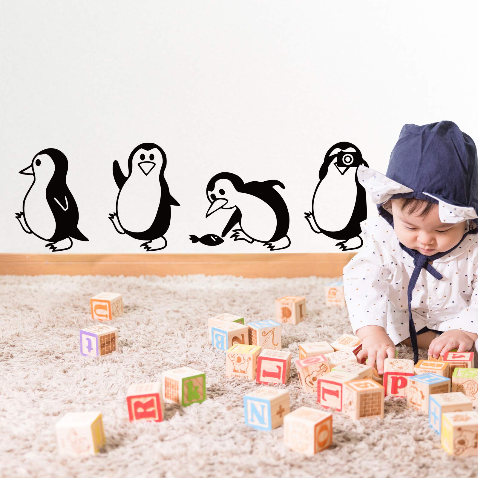 DTLIFEK penguin wall stickers apply guide demonstrates easy peel and stick