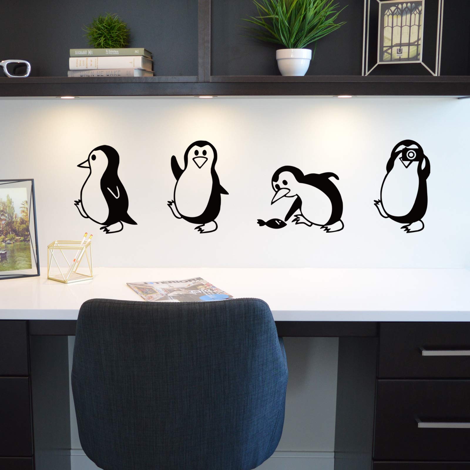 DTLIFEK penguin wall stickers closeup of removable vinyl finish