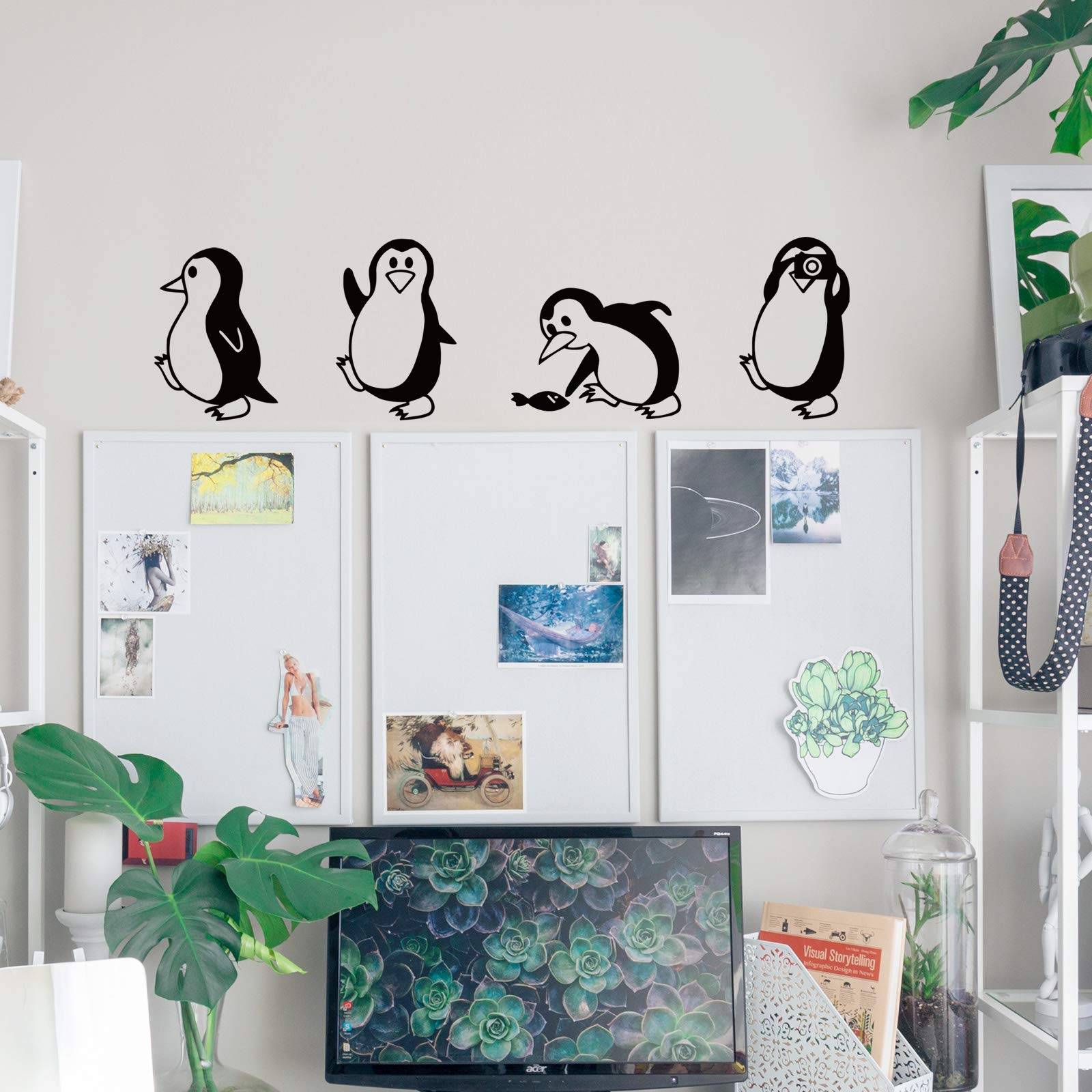 DTLIFEK penguin wall stickers glass application shows versatile surface use