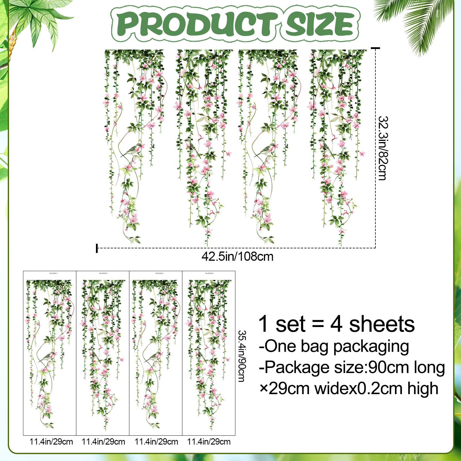 DTLIFEK pink cherry blossom vine wall art adds soft pastel charm.