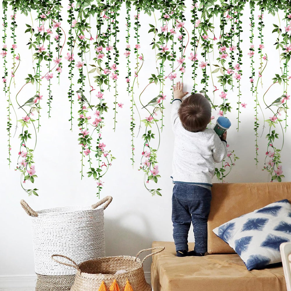 DTLIFEK watercolor flower wall decals in pastel colors create calm ambiance.