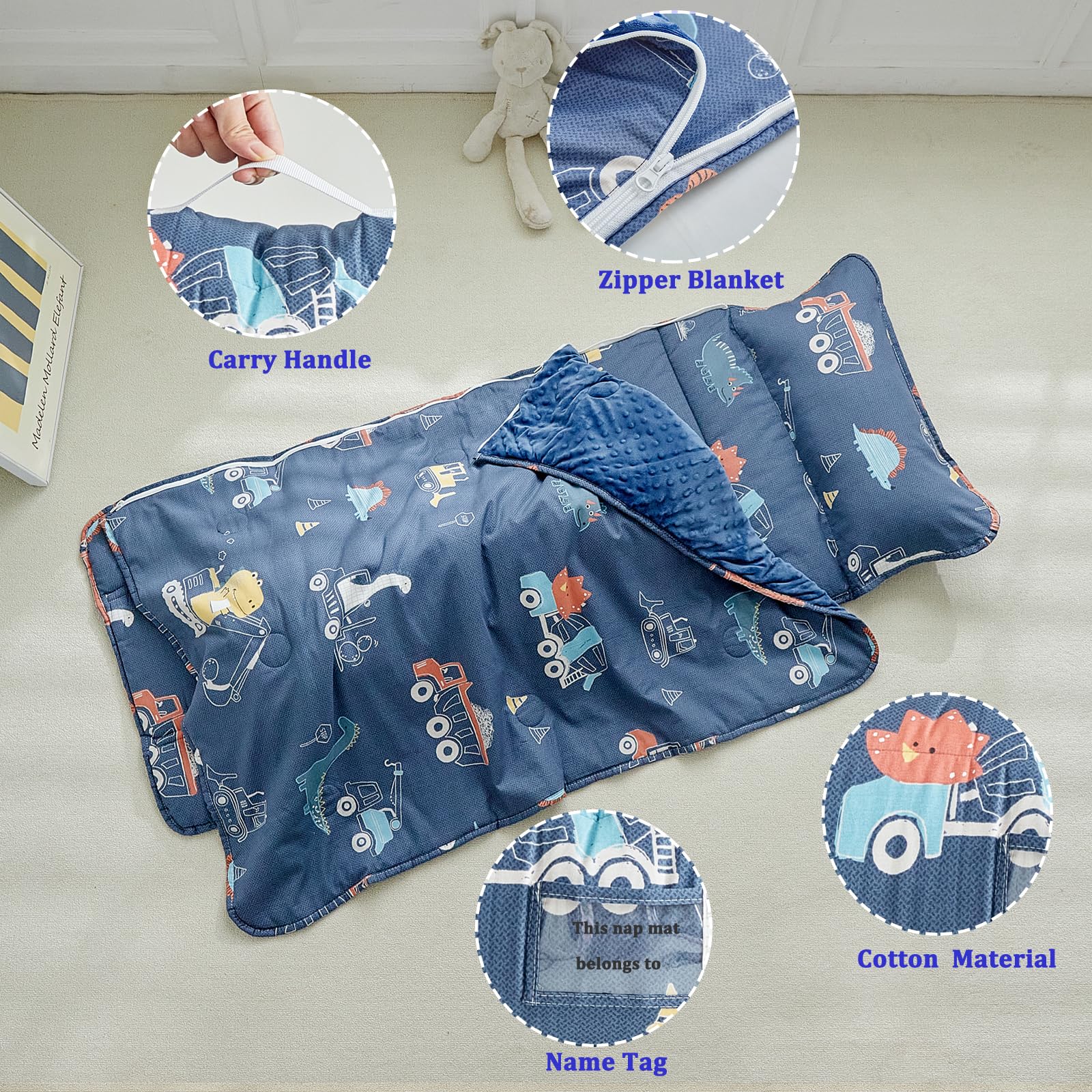 DuShow cotton toddler nap mat detachable blanket for flexible naps.
