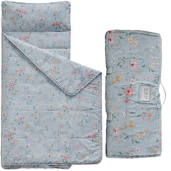 DuShow cotton toddler nap mat floral blue roll-up, portable rest for daycare.