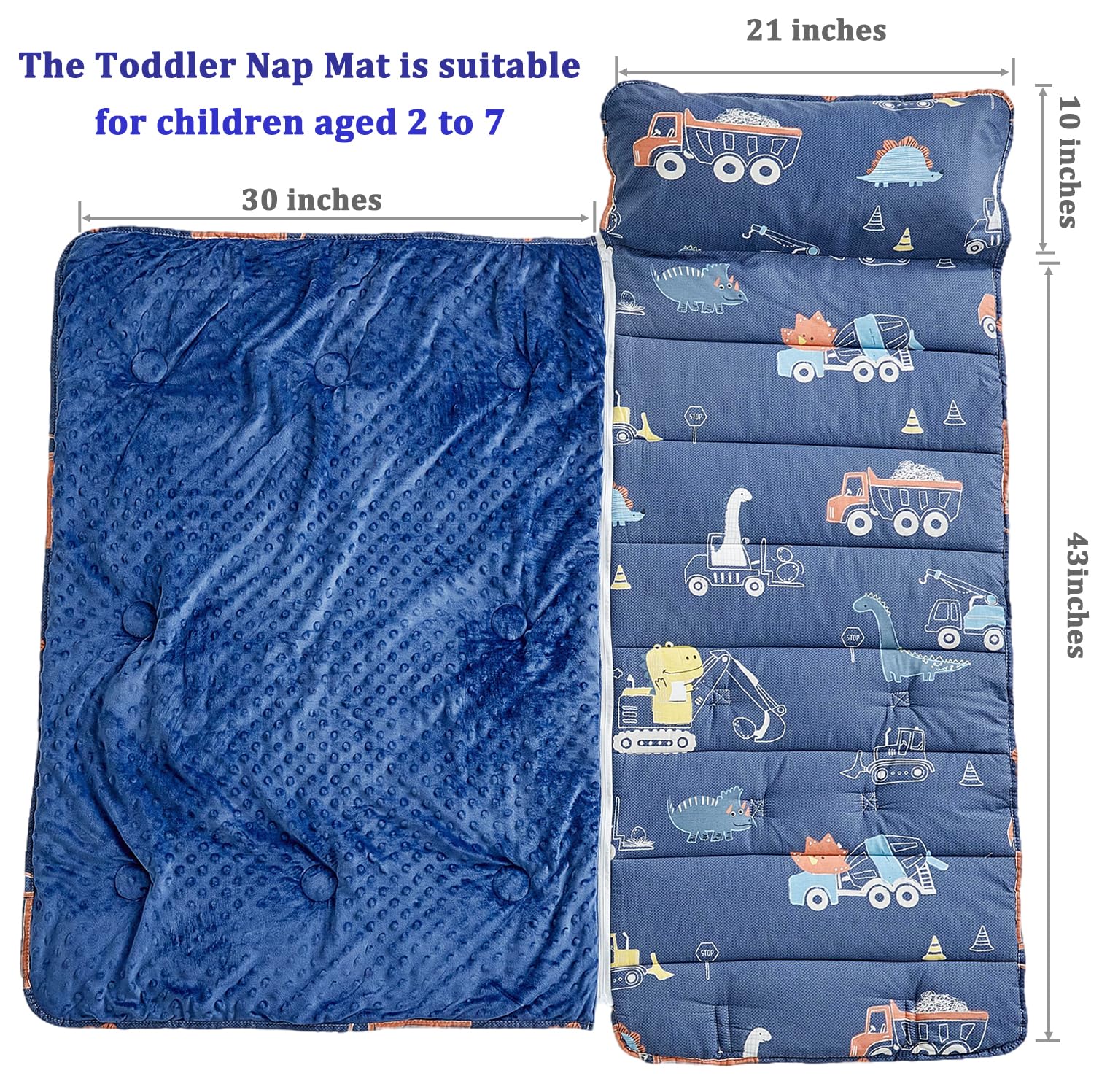 DuShow nap mat zipper detail for secure blanket attachment.