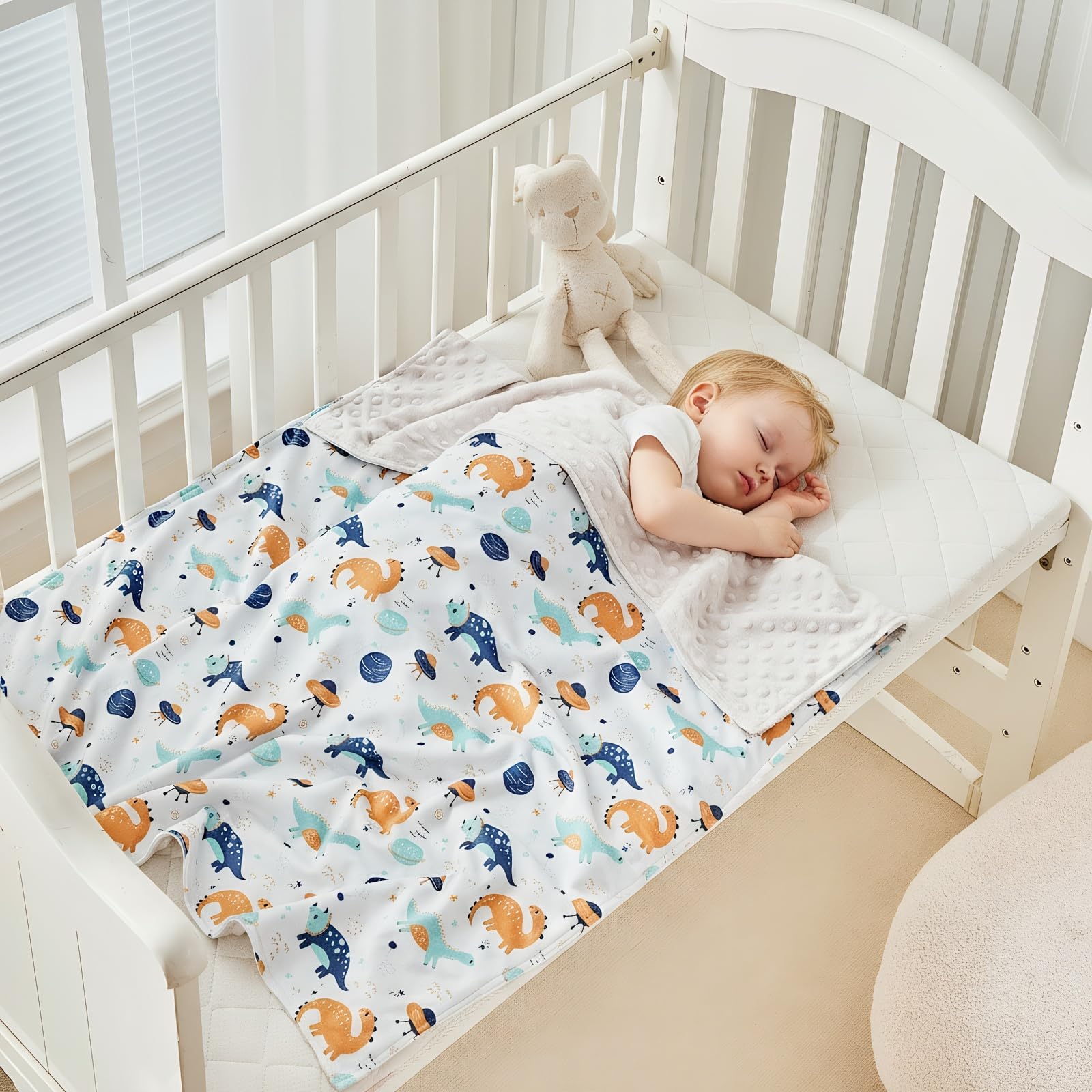 DuShow Dinosaur Blanket 30x40 size ideal for newborns and toddlers on the go.
